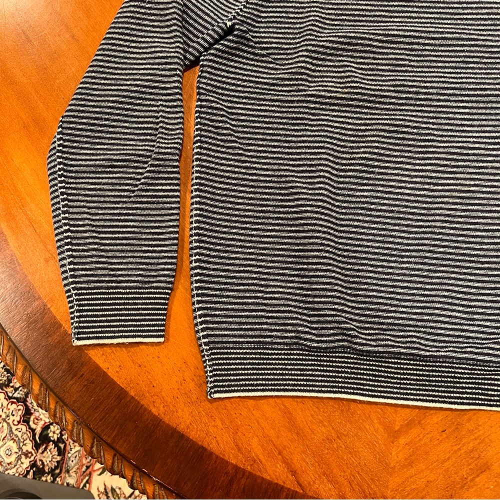 SOLD Dartmoor Men’s 100% Cashmere Crewneck Pullover Sweater Navy Stripe - Picture 8 of 16